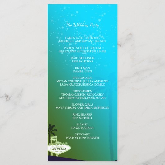 Glam Las Vegas huwelijksprogramma Programma (Achterkant)