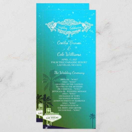 Glam Las Vegas Programme de mariage (Devant / Derrière)