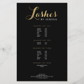 Glam Lashes Script Text Goud/Zwarte Flyer (Voorkant)