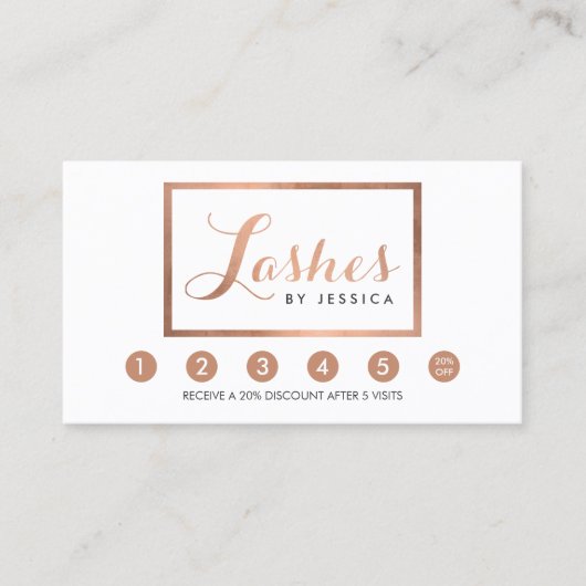 Glam Lashes Script Text Roos Gold Framed Loyalty (Voorkant)