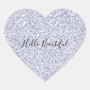 Glam Lavender Lila Paarse luipaard Afdruk Glitter Hart Sticker