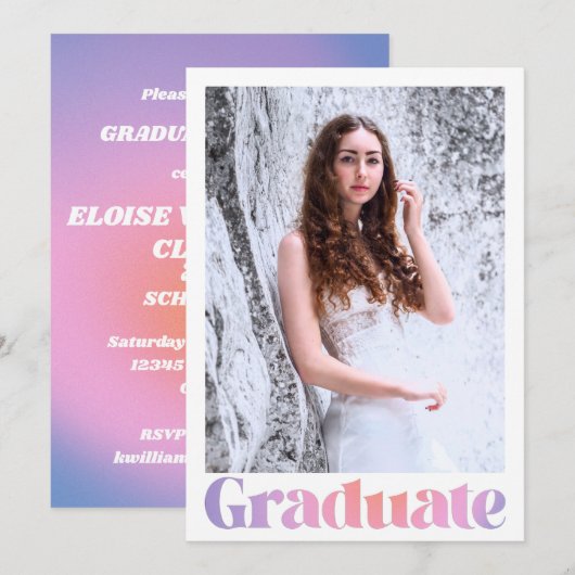 Glam Lavender Pink Custom Photo Graduparty Kaart (Voorkant / Achterkant)