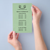 Glam LEATHER GREEN EYELASH SALON SERVICE LIST Flyer (Hand)