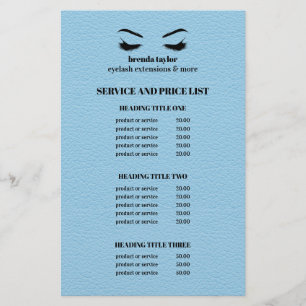 Glam LEER BLAUWE WIMPERS SALON SERVICE LIJST Flyer
