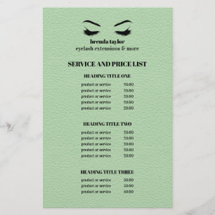 Glam LEER GROEN WIMPERS SALON SERVICE LIJST Flyer
