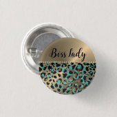 "Glam Leopard Boss Lady Ronde Button 3,2 Cm (Voorkant /achterkant)