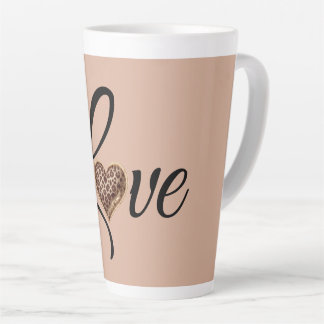 Glam Leopard Heart Love Design Latte Mok
