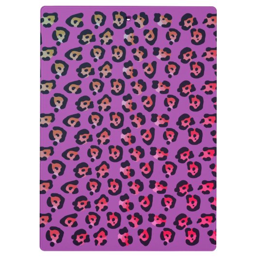 Glam Leopard Pink en Paars Monogram Klembord (Achterkant)