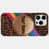 Glam Leopard Print met Glitter Rainbow Case-Mate iPhone Case (Achterkant (horizontaal))