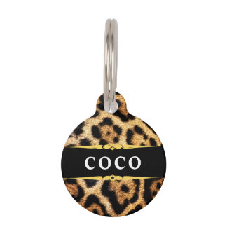 Glam Leopard Print Personalized Huisdierpenning
