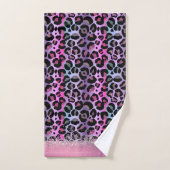 Glam Leopard rose et violet Parties scintillant (Serviette à main)