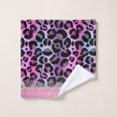 Glam Leopard Roze en Paarse Glitter Bad Handdoek (Wasdoekje)