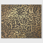 Glam Leopard Skin Golden Shiny Wrappapier Cadeaupapier (Vlak)