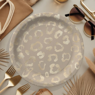 Glam Leopard Spot Pattern Safari Gold ID1154 Papieren Bordje