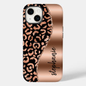 Glam Leopard Spots Roos Gold Black Metallic Name Case-Mate iPhone Case (Achterkant)