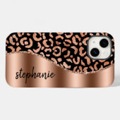 Glam Leopard Spots Roos Gold Black Metallic Name Case-Mate iPhone Case (Achterkant (horizontaal))