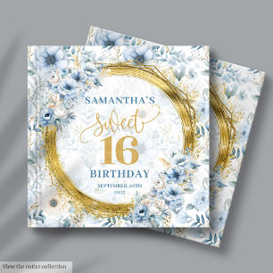 Glam Light Blue Sweet 16 Livre d'or Parties scinti