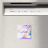 Glam Lila Gold Abstract Verf Elegant Monogram Magneet (Insitu (Vaatwasser))