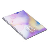 Glam Lila Gold Abstract Verf Elegant Monogram Notitieboek (Rechterzijde)
