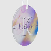 Glam Lila Gold Abstract Verf Elegant Monogram Ornament (voorkant)
