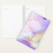 Glam Lila Gold Abstract Verf Elegant Monogram Planner (Display)