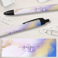 Glam Lila Gold Abstract Verf Elegant Monogram