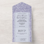 Glam Lila Lavender Paars Glitzy Glitter   All In One Uitnodiging (Binnen)