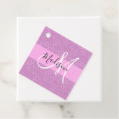 Glam Lila Metallic Pink Honeycomb Monogram Naam Bedankjes Labels (In situ)