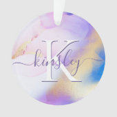 Glam Lilac Gold Abstrait Peinture Élégant Monogram (devant)