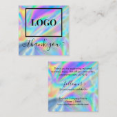 Glam Logo Faux Holographic Bedankt Vierkante Visitekaartje (Voorkant / Achterkant)