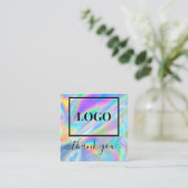 Glam Logo Faux Holographic Bedankt Vierkante Visitekaartje (Staand voorkant)