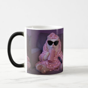 Glam luie kat in zonnebril met glinsterende dra Magische Mok