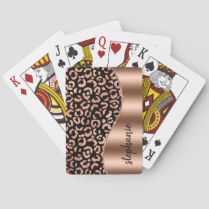 Glam Luipaardspikkels Rose Goud Zwart Metallic Naa Pokerkaarten