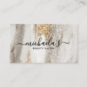 Glam Luxe Faux Gold Glitter Elegant Script Visitekaartje (Voorkant)