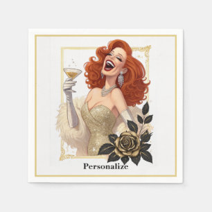 Glam Luxe Feest Glamour Diva in Goud Personaliseer Servet