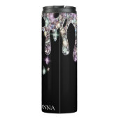 *~* Glam Luxe Girly Drip Rainbow GLITTER Black Thermosbeker (Achterkant)