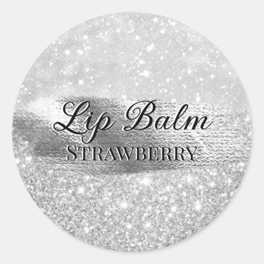 Glam Luxury Faux Silver Glitter Custom Beauty Ronde Sticker (Voorkant)