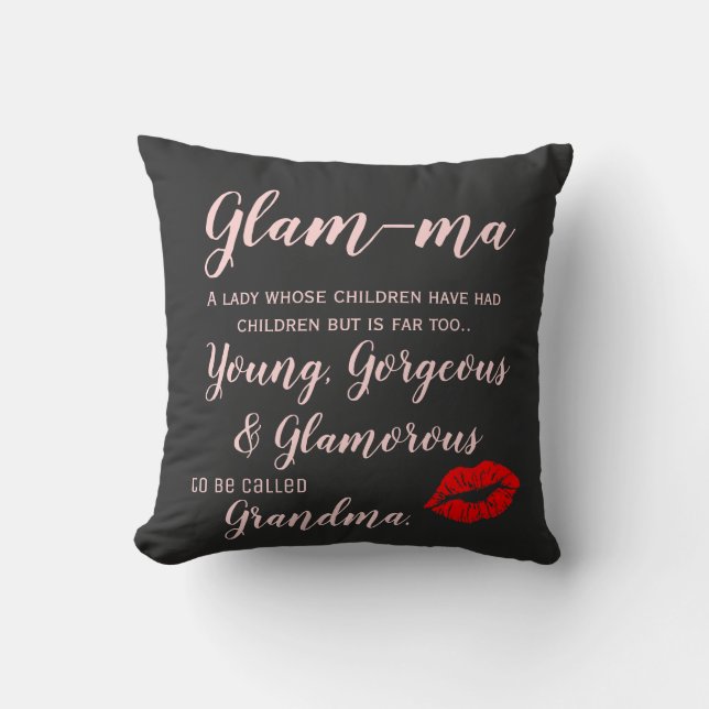 Glam-ma Grootma kerstcadeau Kussen (Voorkant)