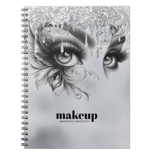 Glam Make-up Dripping Silver Flitter Notitieboek