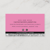 GLAM MAKE-UP penseelscript zilver glitter roze zwa Visitekaartje (Achterkant)