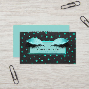 Glam Makeup Eyelash Extensions Blauwgroen zwart Visitekaartje