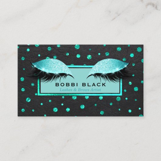 Glam Makeup Eyelash Extensions Blauwgroen zwart Visitekaartje (Voorkant)