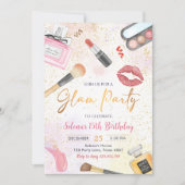 Glam Maquillage Anniversaire Spa Party Invitation (Devant)