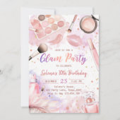 Glam Maquillage Anniversaire Spa Party Invitation (Devant)