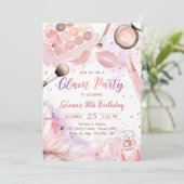 Glam Maquillage Anniversaire Spa Party Invitation (Debout devant)