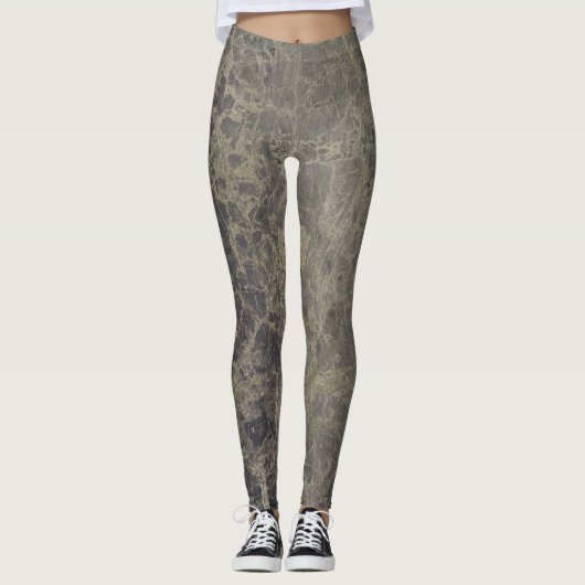 Glam Marble Granite Shimmer Elegant Designer Style Leggings (Voorkant)
