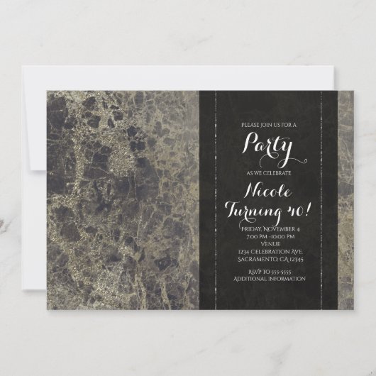 Glam Marble Granite Shimmer Party Invitations (Devant)