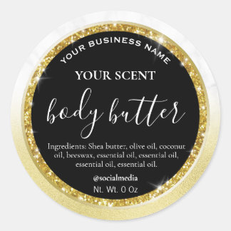 Glam Marmer Goud Glitter Zwart Body Butter Labels