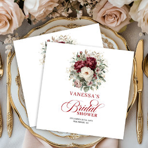 Glam Marsala Bloemengoud Bruiloftservies Servetten