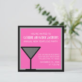 Glam Martini Invitation du Nouvel An, rose (Debout devant)